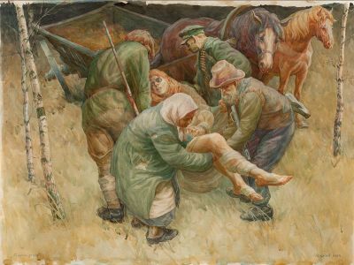 Жаков Герман Васильевич (1937-2011), Заслуженный педагог РСФСР, «Потерпи, дочка» 48x66 см, 1984 