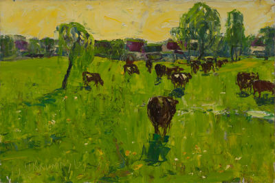 Кармазь Николай Афанасьевич (1927-2012) «Лето» 34x50 см, 1974 г. Картон, масло. Советский 