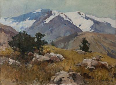 Ковинин Валерий (1930-1989), Заслуженный деятель искусств УзССР, «В горах» 60x60 см 1982 г. 