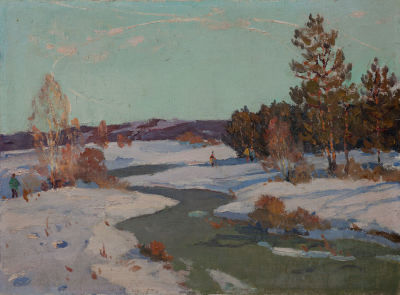 Кошевой Виктор Иванович (1924-2006), «Оттепель» 44x60 см, 1981 г. Холст, картон, масло. Живописе 