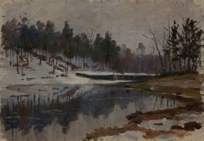 Мартыненко М.М. «Этюд (16 марта 1960г.)» 21x29,5 см, 1960 г. Картон, масло.