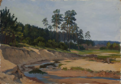 Мартыненко М.М. «Этюд (19 апреля 1968г.)» 33x48 см, 1968 г. Картон, масло.