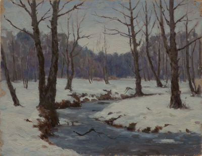 Мартыненко М.М. «Этюд (26 января 1955г.)» 23,5x30 см, 1955 г. Картон, масло.