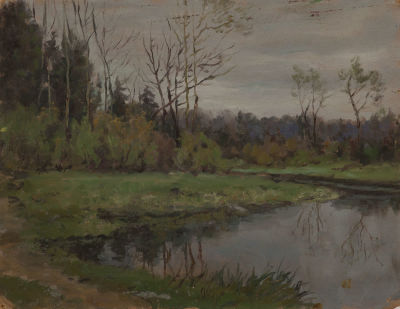 Мартыненко М.М. «Этюд (9 мая 1953г.)» 24x30 см, 1953 г. Картон, масло.