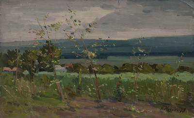 Музыка Александр Федорович (1921 г.р.), Народный художник Украины, &laquo;Этюд. Поле&raquo; 22x35 см, 1978 