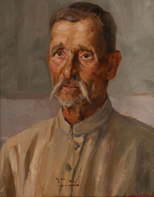 Музыка Александр Федорович (1921 г.р.), Народный художник Украины, &laquo;Колхозник&raquo; 39х32 см 1952 г. 