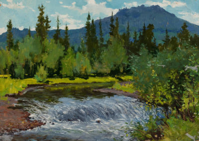 Нестеров Иван Наумович (1922-2003) &laquo;Лесная река&raquo; 58х81 см, 1960-е гг. Картон, масло.