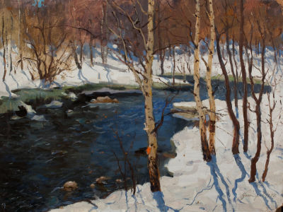 Нестеров Иван Наумович (1922-2003), &laquo;Первый снег&raquo; 58х80 см, 1979 г. Картон, масло.