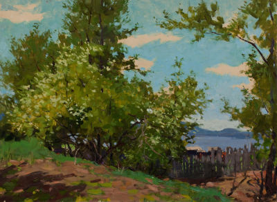 Нестеров Иван Наумович (1922-2003) &laquo;Черёмуха&raquo; 59х82 см, 1989 г. Картон, масло.