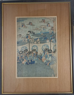 Коллекционная гравюра Утагава Хиросигэ (1797-1858) из серии &laquo;Сто знаменательных мест&raquo;. Работа 