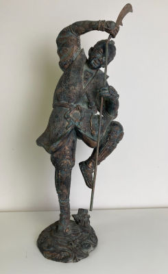 Большая бронзовая статуя &laquo;Танцующий самурай&raquo; периода Эдо (1600-1868), Мейдзи (1868-1912). 