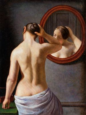 Eckersberg, Christoffer Wilhelm, Woman Standing in Front of a Mirror. Эккерсберг, Кристоффер 