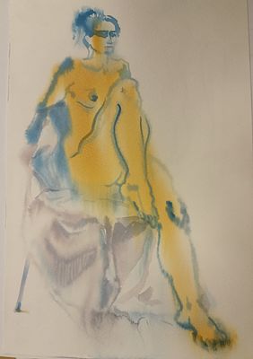 Беро Валентина. "В лучах", 2017г., 	27.5х17.5см. 	Бумага/акварель