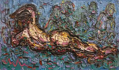 Ларев Владимир "Лежащая обнаженная" 30х50 см 2011 г. Холст, масло