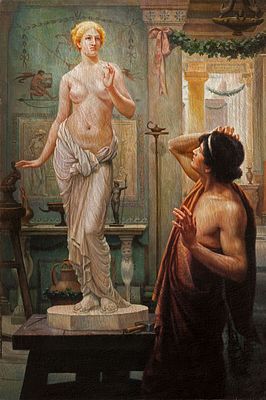 Normand, Ernest, "Pygmalion and Galatea". 
Норманд, Эрнст, "Пигмалион и Галатея", 1886г. Холст 
