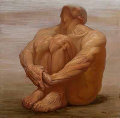 [Большой формат] Папирный Тимофей "Взгляд в пустоту" 100х100 см 2009 г. Холст, масло