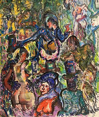 [Большой формат] Ларев Владимир "Искушение парижанок" 110х120 см 2009 г. Холст, масло