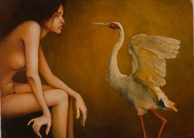 [Большой формат] Гусев В. Стерх, 2011г.. 90х122см., холст, масло. На картине, решенной 