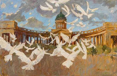 Менжилий Ольга "Добрые вести", 2013 г., 60x90 см., холст, масло. Художница родилась в 1980 году 