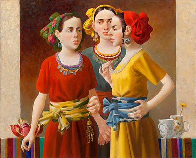 (Большой формат) Умаров Бахтиёр, Три девушки, 2013, 80х100, х.м. Заслуженный художник Европы 