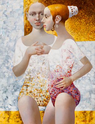Умаров Бахтияр. Подружки, 2013г., 60х45см., холст, масло. Заслуженный художник Европы. Лауреат 