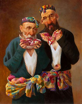 [Большой формат] Умаров Бахтияр. Едоки граната, 2013г., 100х80см., холст, масло. Заслуженный 