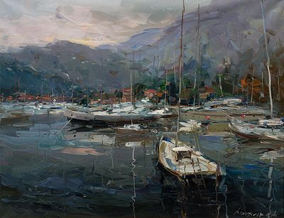 Колотилов Александр Афанасьевич, Заслуженный художник РФ, Академик MAAS, 
Вечером в порту, 2011 