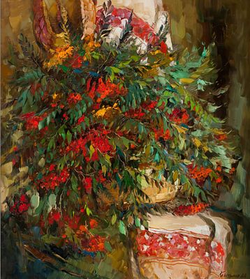 Колотилов Александр Афанасьевич, Заслуженный художник РФ, Академик MAAS, 
Рябина, 2008, 80х70, х/м