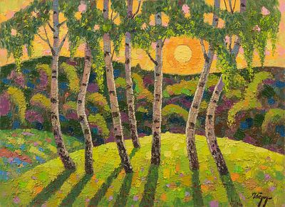 [Большой формат] Бердышев И. «Танцующие березки», 80x100 см, холст, масло.