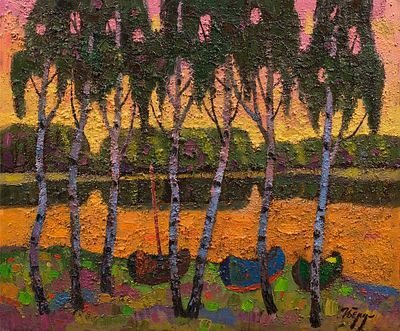 Бердышев И. «Теплый вечер на реке», 70x85 см, 2009 г. Холст, масло.