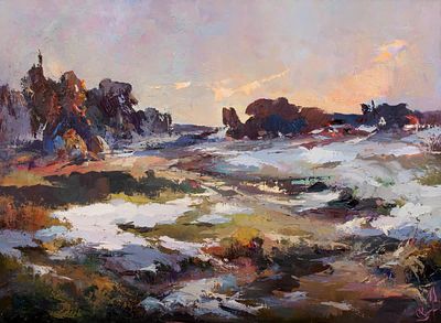 Козяр Юрий и Козяр Валентина «Последний снег», 62х85 см, 2008 г. Холст, масло.