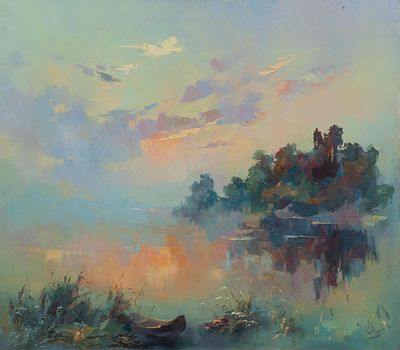 Козяр Юрий и Козяр Валентина «Тёплое утро», 55х64 см, 2008 г. Холст, масло.