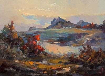 Козяр Юрий и Козяр Валентина «Красный куст», 63х87 см, 2008 г. Холст, масло.