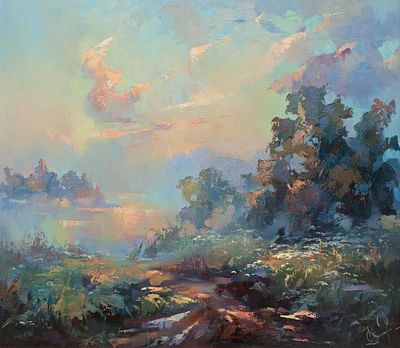 Козяр Юрий и Козяр Валентина «Розовая тучка», 55х64 см, 2008 г. Холст, масло.