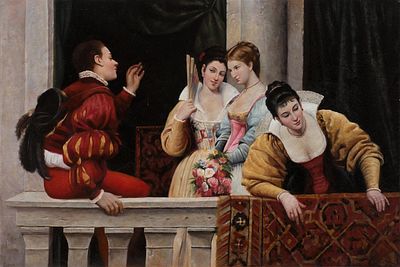 [Большой формат] Blaas, Eugene de. Блаас, Эжен де. На балконе. Высокохудожественная копия 