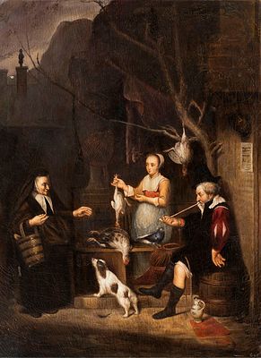 [Большой формат] Metsu, Gabriel. Метсю, Габриэль. Женщина с домашней птицей. 