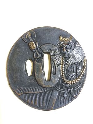 Редкая красивая бронзовая биметаллическая цуба. Диаметр 8 см.