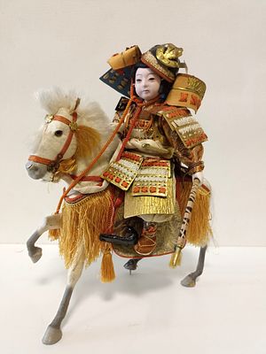 Большая (Н=31) коллекционная кукла &laquo;Японский самурай на коне&raquo;. 
Интерьерный экспонат в очень 