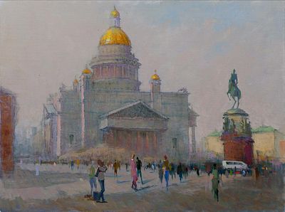 Андреев Василий. "Исаакиевский собор" 	2012 г.	 60x80 см. Холст, масло. Исаакиевский собор на 