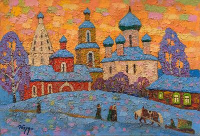 Бердышев И. Заслуженный художник Европы. &laquo;Зимний вечер&raquo;, 60х85 см, 1998 г. Холст, масло. Бердыше 