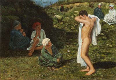 Иванов Александр Андреевич, "Семь мальчиков в цветных одеждах и драпировках", 1840-е годы. 