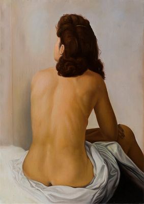 Dali, Salvador, "Gala nude from behind looking in an invisible mirror". 
Дали, Сальвадор 