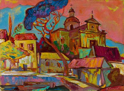 Платонов Юрий &laquo;Храм Богородицы. Прчань&raquo; 60x80 см, 2015 г. Холст, масло. Родился в 1971 г. в 