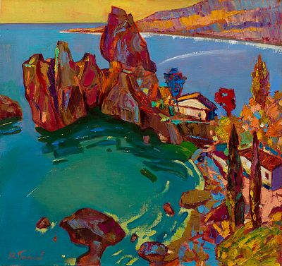 Платонов Юрий &laquo;Гурзуф. Чеховский пляж&raquo; 73x68.5 см, 2015 г. Холст, масло. Родился в 1971 г. в 