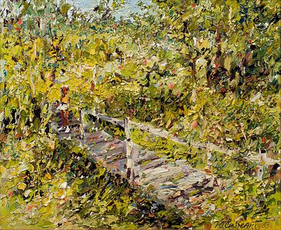 Савченко Юрий Григорьевич &laquo;Мостик. Деревня Маяки&raquo; 60x50 см, 2009 г. Холст, масло. Родился в 