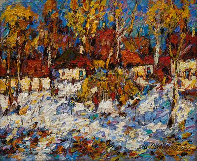 Савченко Юрий Григорьевич &laquo;Зимний день&raquo; 45x55 см, 2001 г. Холст, масло. Родился в 1935 г. в 