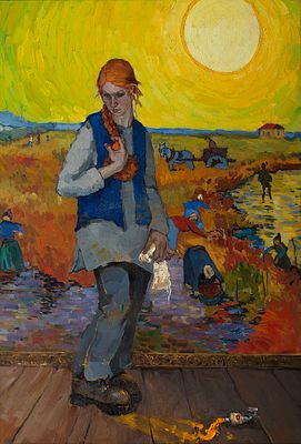 [Очень большой формат] Санталов Денис &laquo;Дарья и солнце Ван Гога&raquo; 130x90 см 2002 г. Холст, масло. 