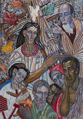 [Очень большой формат] Сергушов Сергей &laquo;Несение креста&raquo; 130x90 см, 2005 г. Холст, масло. Сергушо 