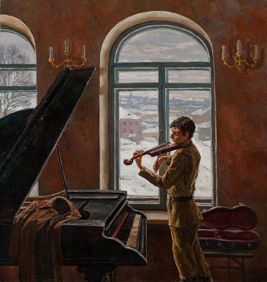 Брусилов Станислав Александрович "Последняя мелодия" 75х70 см, 2008 г. Холст, масло. Брусилов 