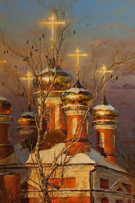 [Большой формат] Нестерчук Степан, Лауреат Серебряной медали МФКД, &laquo;Вечерний звон&raquo; 130х90 см 